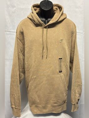 Nike Men's Sportswear Club Washed Fleece Hoodie in Parachute Beige Size 2XL NWT